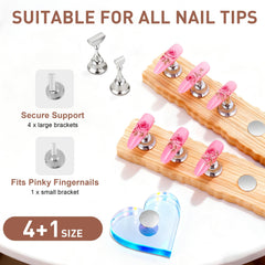 BagTeck metallic silver nail stands on display for nail art.
