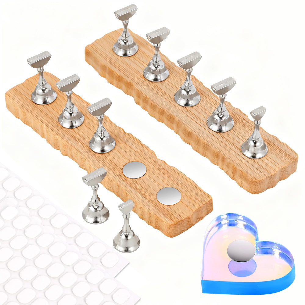 BagTeck aurora heart nail stand base for precise nail art practice.