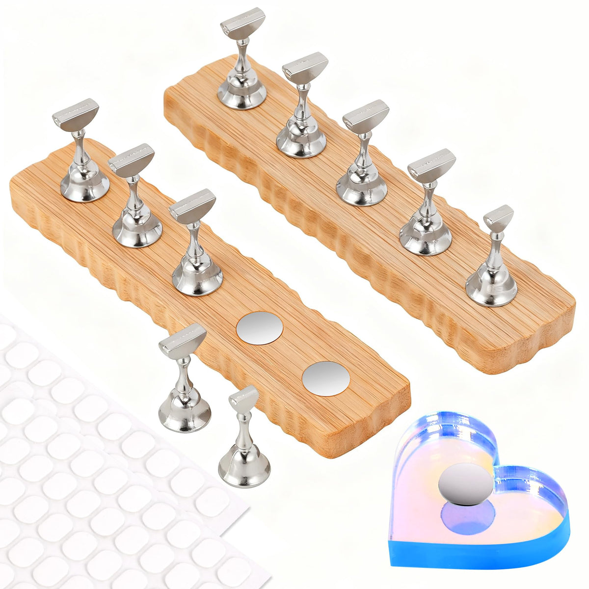BagTeck aurora heart nail stand base for precise nail art practice.