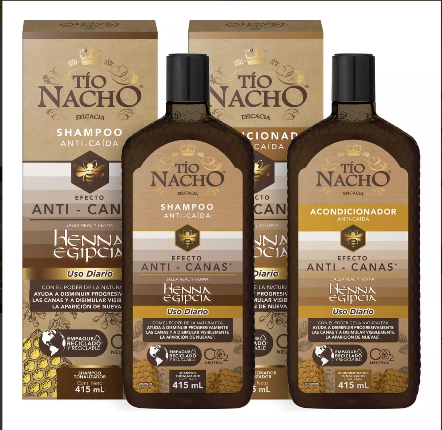 Bagues Nacho anti-gray shampoo bottle with henna-based toning for gray reduction
