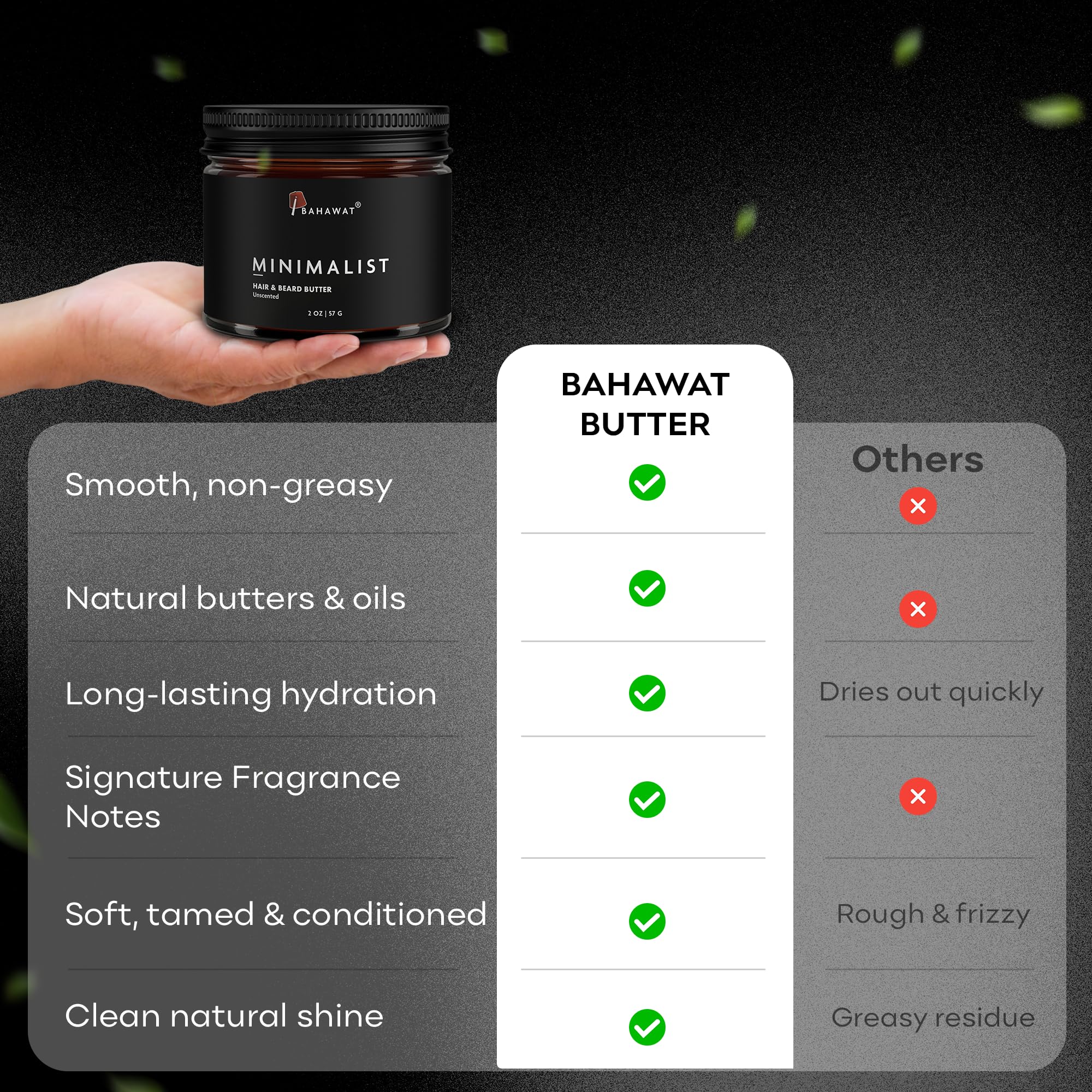 BAHAWAT ingredients include shea butter and almond oil for conditioning.
