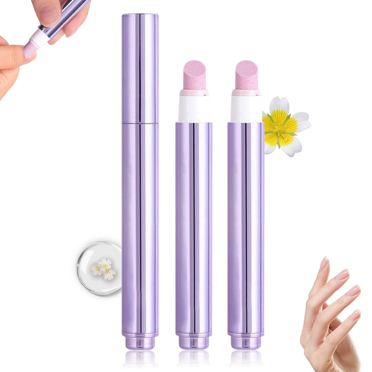 BaiKupo 3-in-1 cuticle oil pen with ceramic tip for gentle dead skin removal.