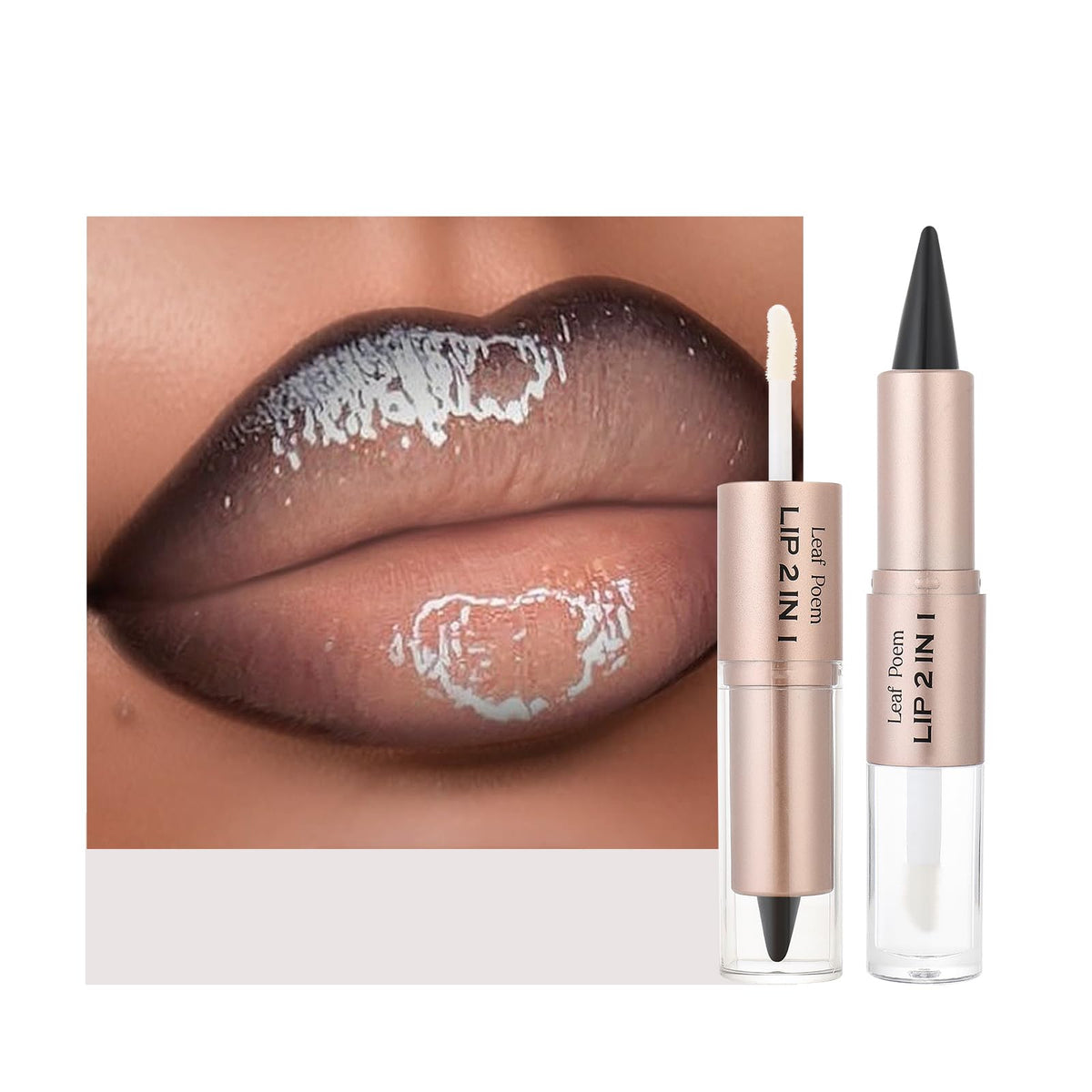 BAISEN DIARY 2-in-1 lip liner and gloss duo in dual-ended design for defined lips.