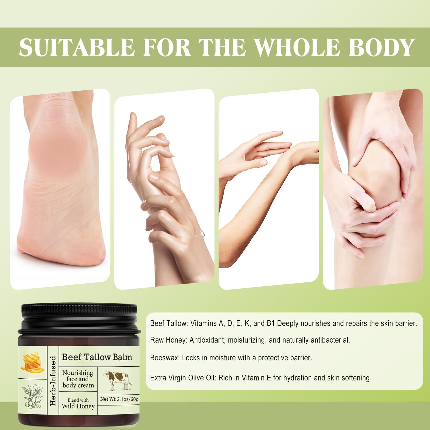 BAISEN DIARY Beef Tallow Face Balm applied on hand for daily moisture