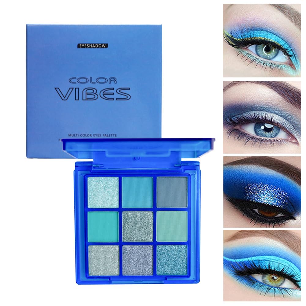 BAISEN DIARY blue eyeshadow palette close-up reveals rich pigment and blendable texture.