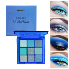 BAISEN DIARY blue eyeshadow palette close-up reveals rich pigment and blendable texture.
