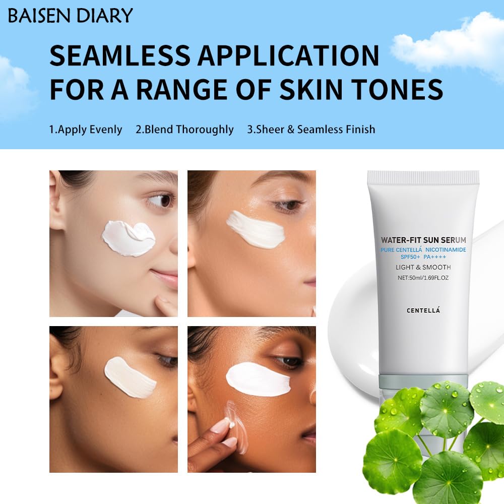 BAISEN DIARY sunscreen on makeup-free look demonstrates lightweight, breathable finish.