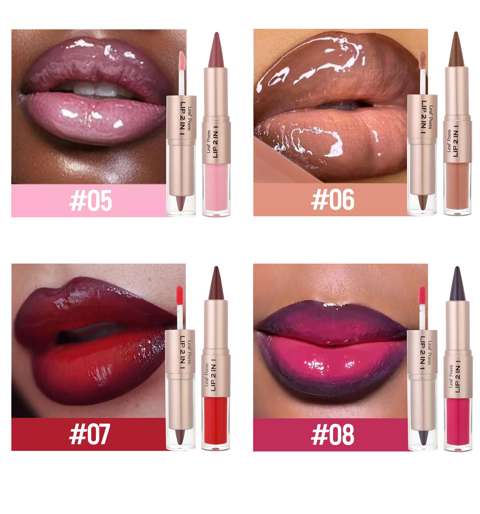 BAISEN DIARY lip duo enhances lip shape for a fuller appearance.
