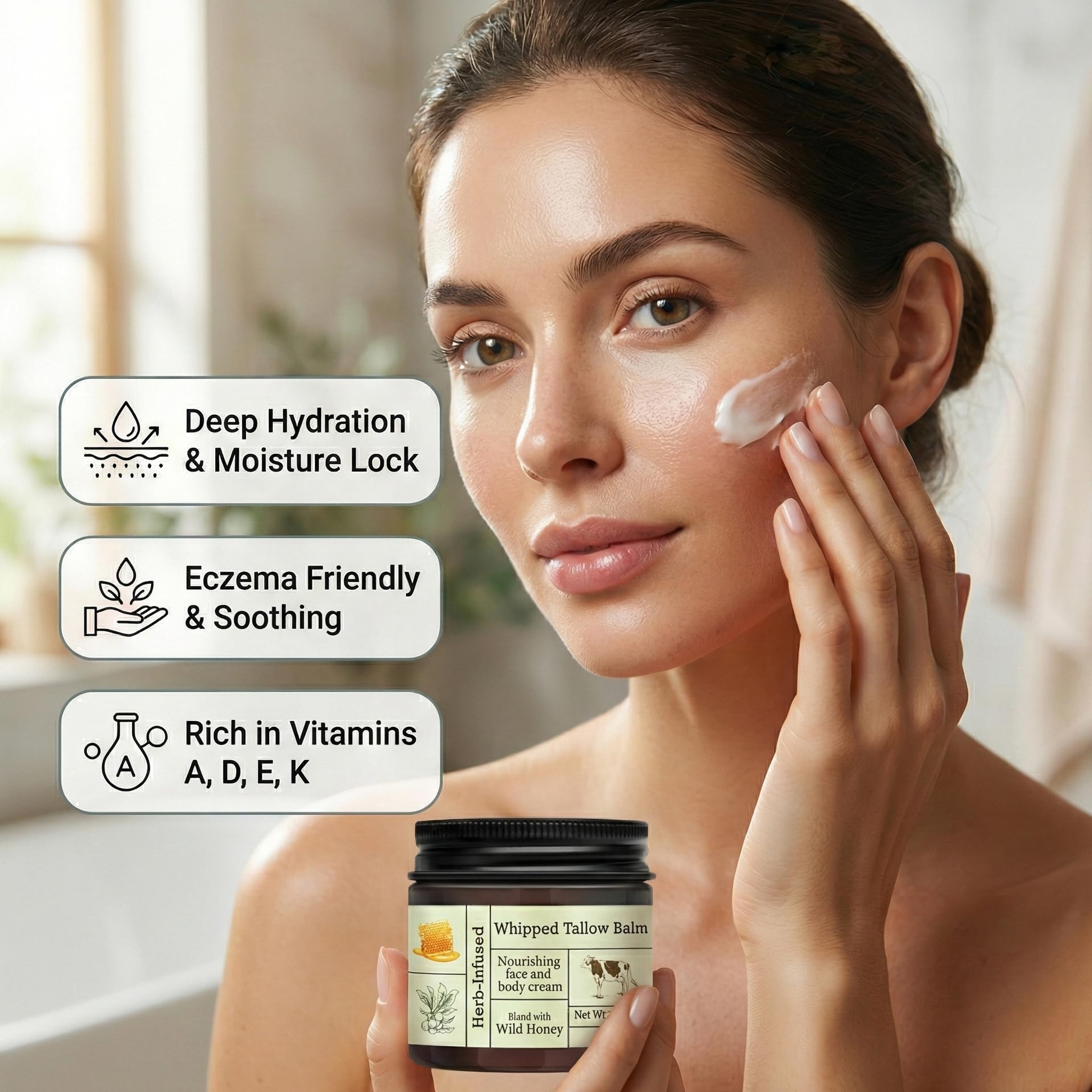 BAISEN DIARY application on hands or face shows versatile moisturizer use