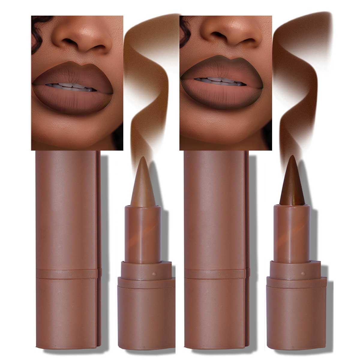 BAISEN DIARY Gradient Lip Liner Lipstick Duo Milk Tea defines lips with precise contour.