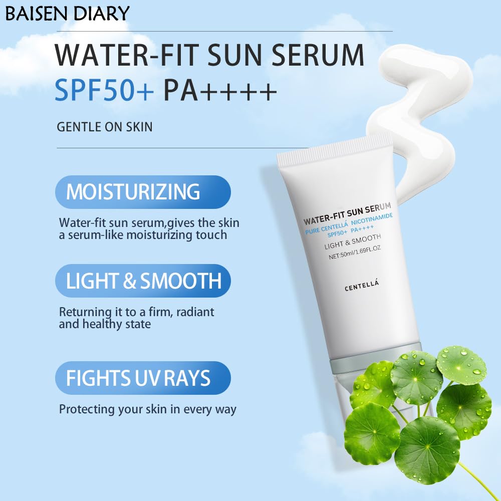 BAISEN DIARY hyalu cica sun serum bottle provides hydrating, quick-absorb protection