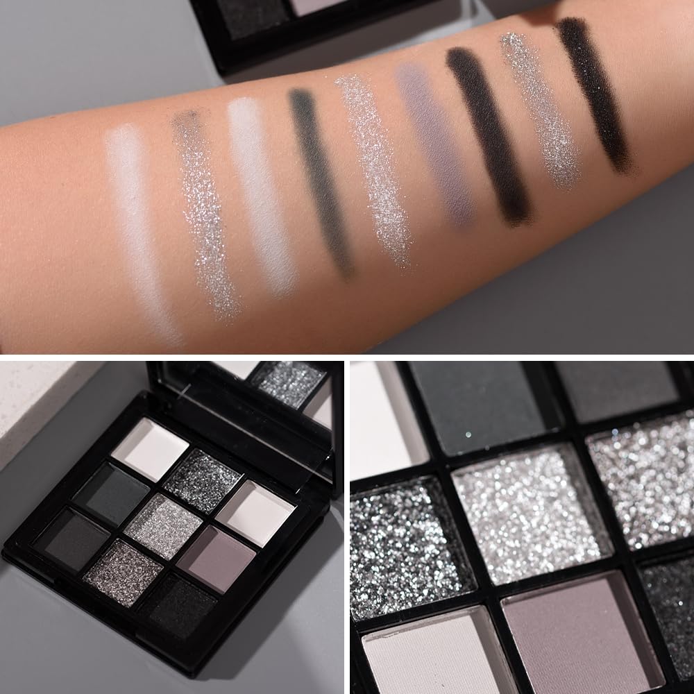 BAISEN DIARY Smokey Eyeshadow Palette black shade closeup highlighting rich matte texture
