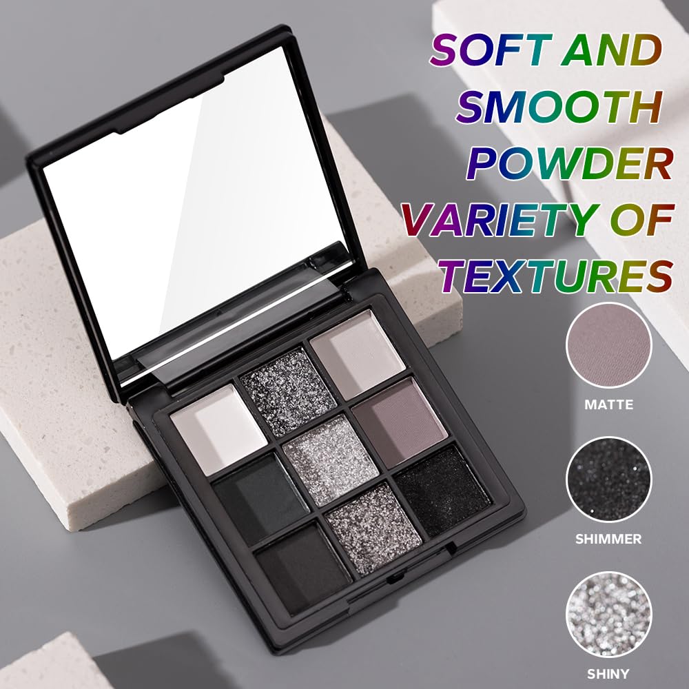 BAISEN DIARY 9 Color Smokey Eyeshadow Palette silver shade closeup highlighting shimmer