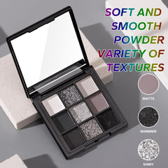 BAISEN DIARY 9 Color Smokey Eyeshadow Palette silver shade closeup highlighting shimmer