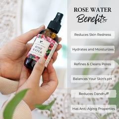 Baja Basics Rose Water Spray mist delivering light hydration to face and scalp.