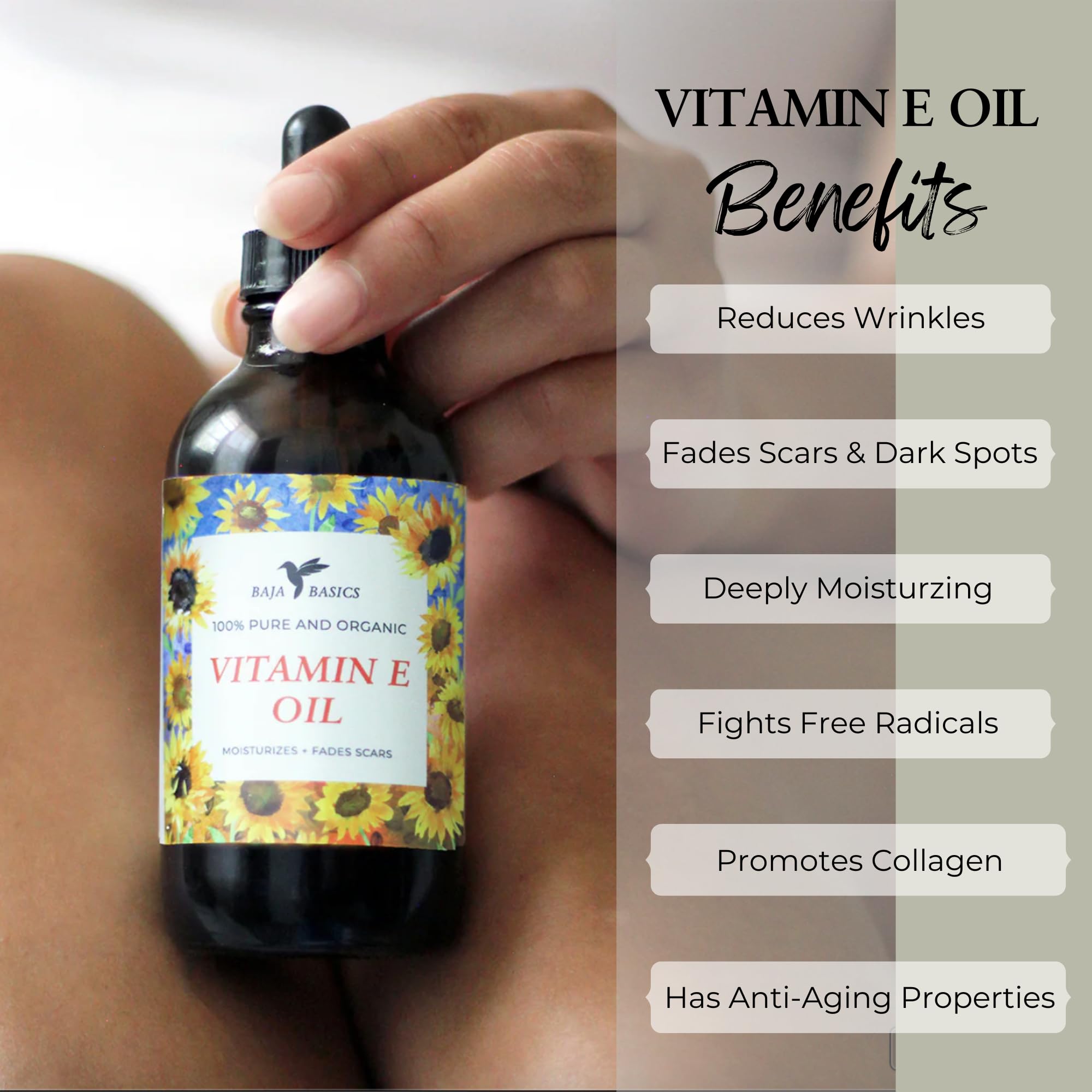Baja Basics Vitamin E Oil for nails and cuticles, supporting moisturized nails.