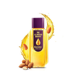 Bajaj Almond Drops Hair Oil bottle front for stronger, shinier hair.