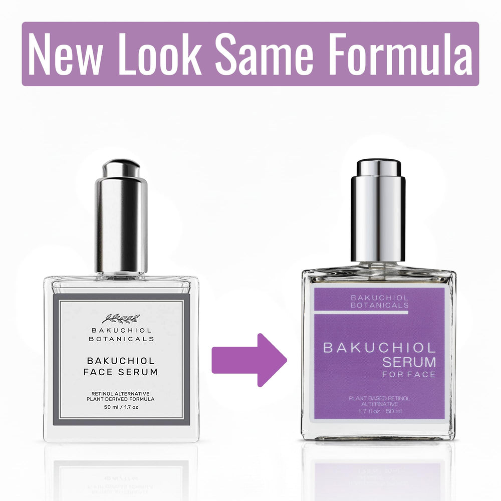 Bakuchiol Botanicals Serum closeup highlighting silky formula for nightly use.