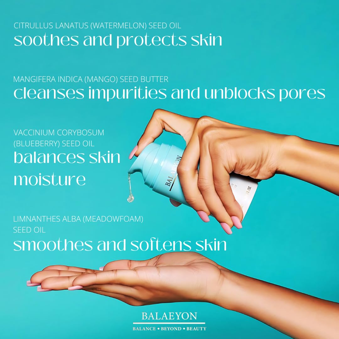 Balaeyon meadowfoam seed oil deeply moisturizes for silky feel.