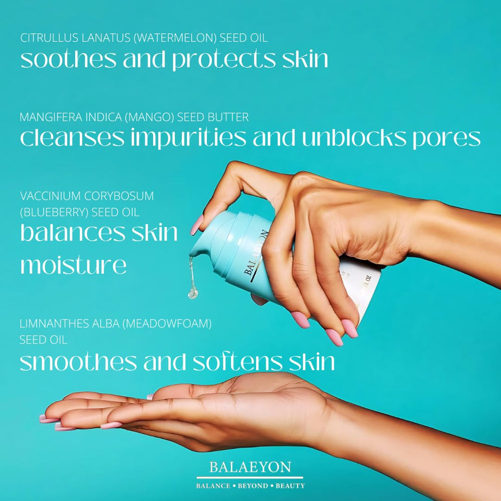 Balaeyon meadowfoam seed oil deeply moisturizes for silky feel.