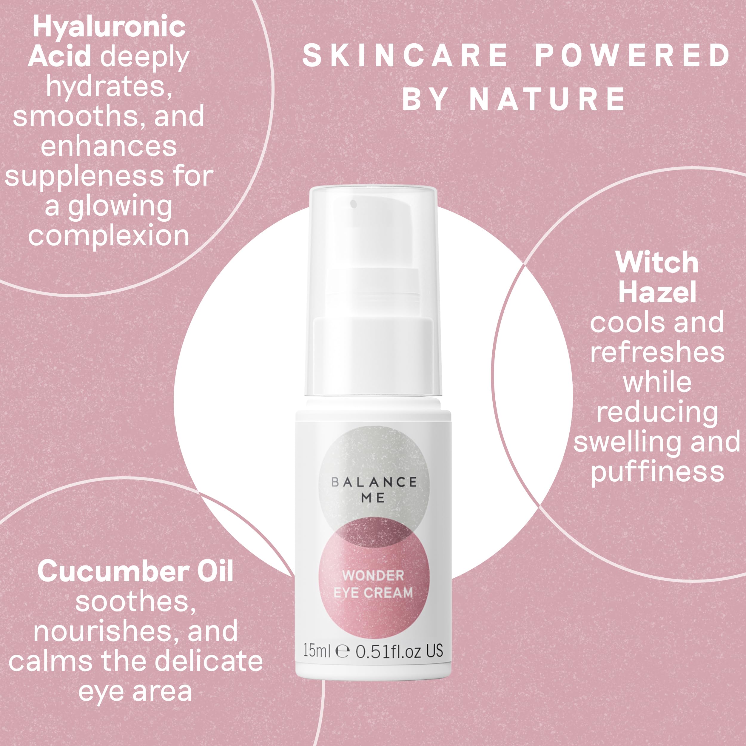 Balance Me Wonder Eye Cream with cucumber oil nourishes the delicate eye skin