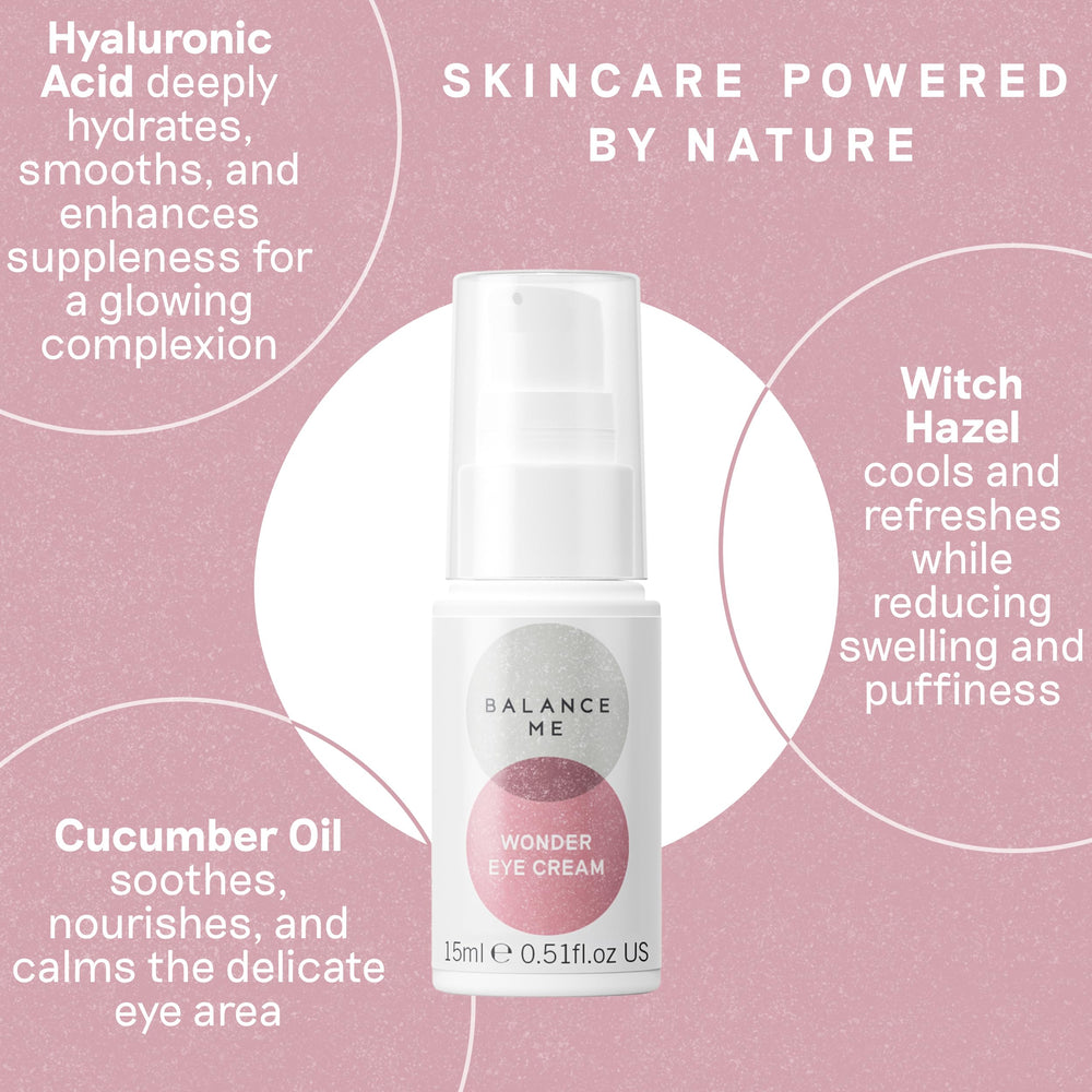 Balance Me Wonder Eye Cream with cucumber oil nourishes the delicate eye skin