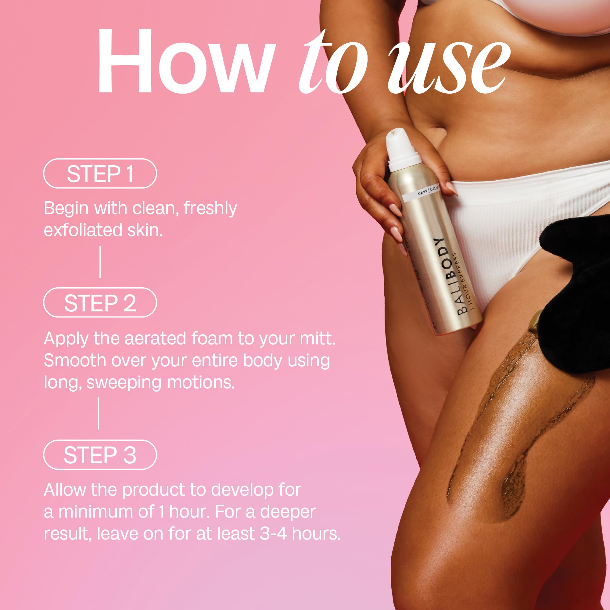 Bali Body foam close-up emphasizes airy texture for an even glow.