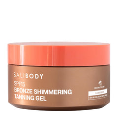 Bali Body Bronze Shimmer bottle front showing instant radiance and even skin tone.