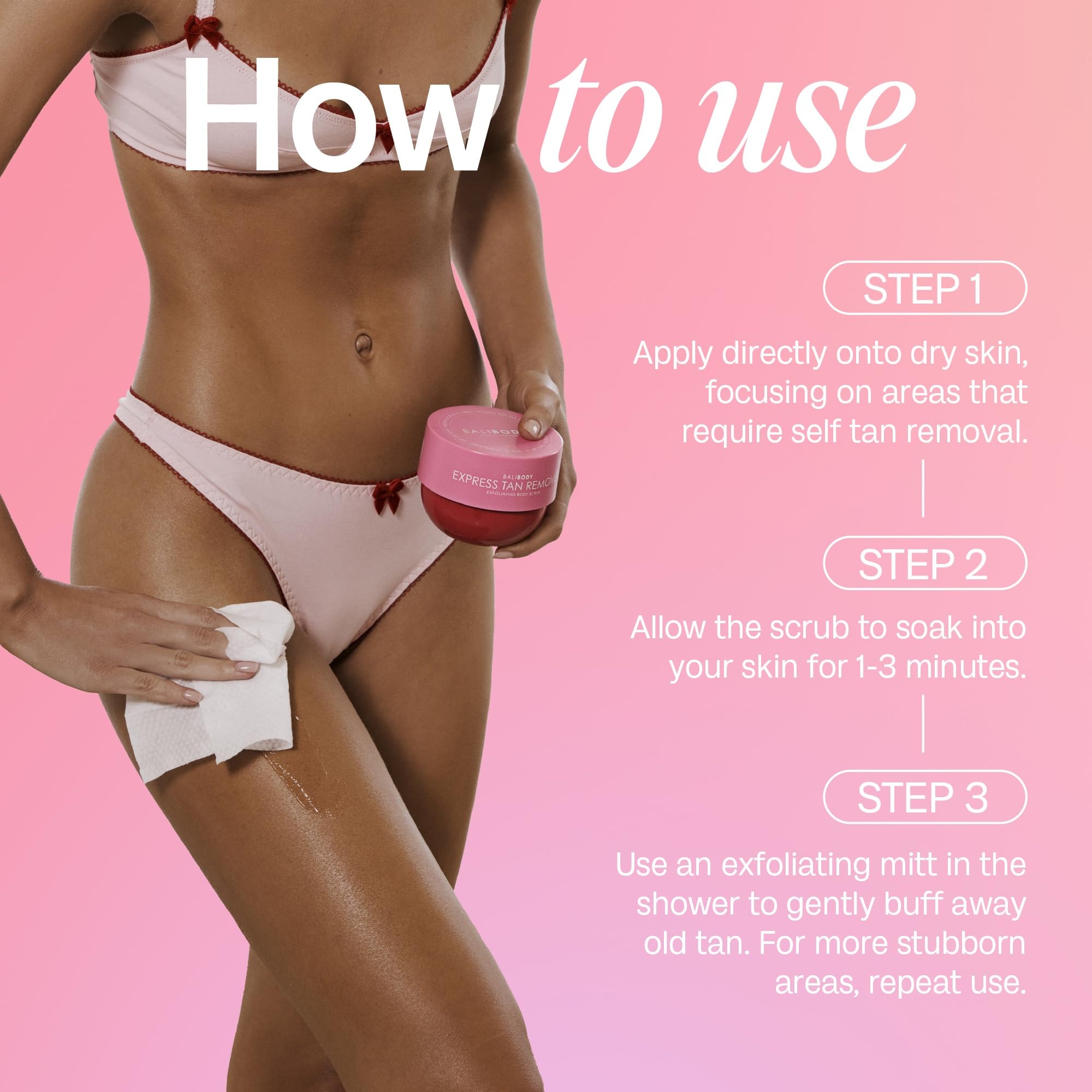 Bali Body Express Tan Remover preps skin before spray tans for even results