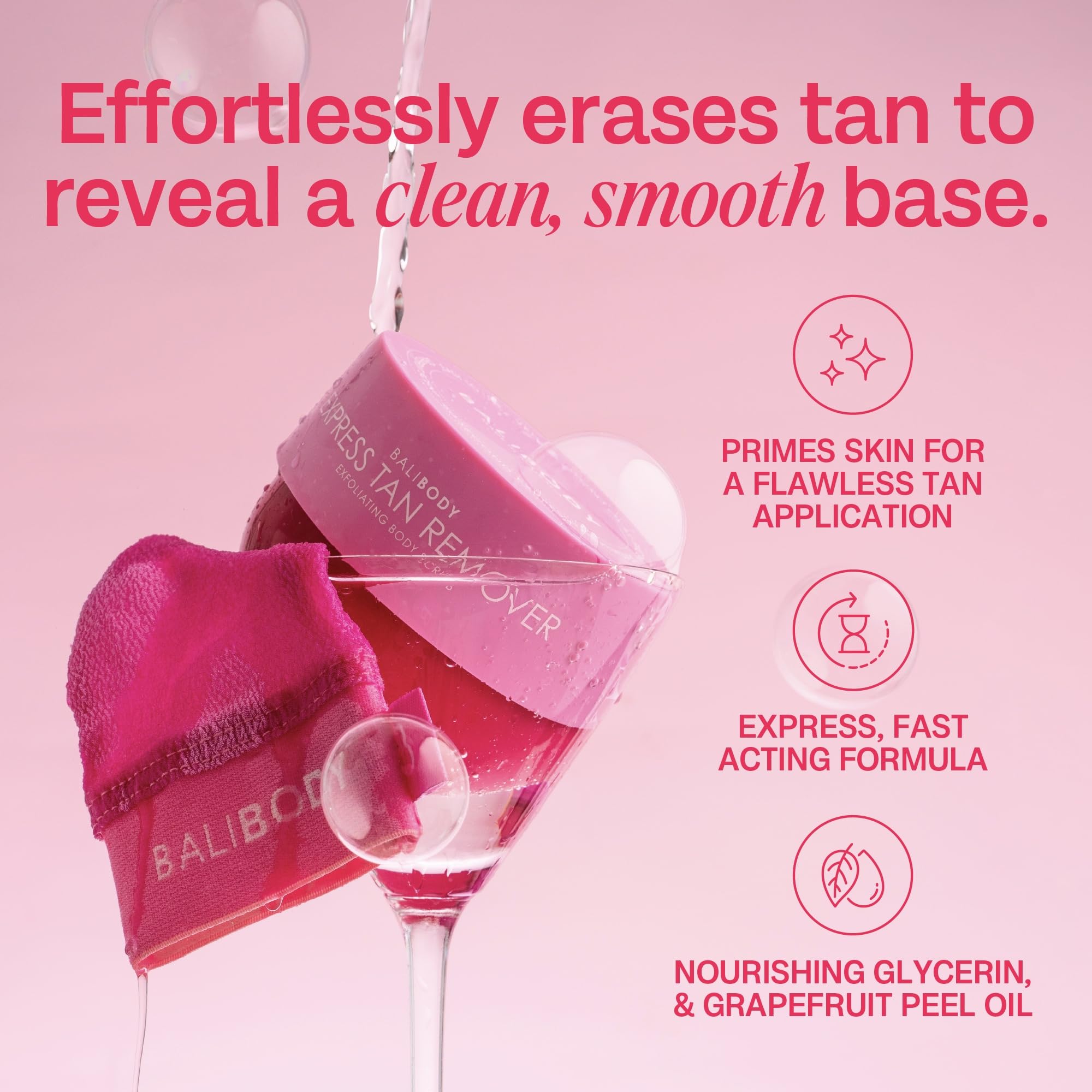 Bali Body Express Tan Remover grapefruit scent supports a spa-like self-care moment