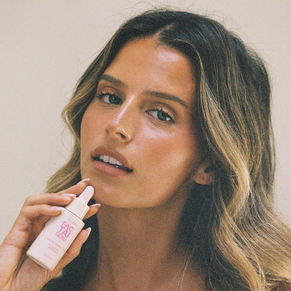 Bali Body Face Tan Serum dropper dispensing for easy layering with skincare