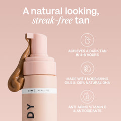 Bali Body Self Tanner Mousse Dark bronze shade developing on skin
