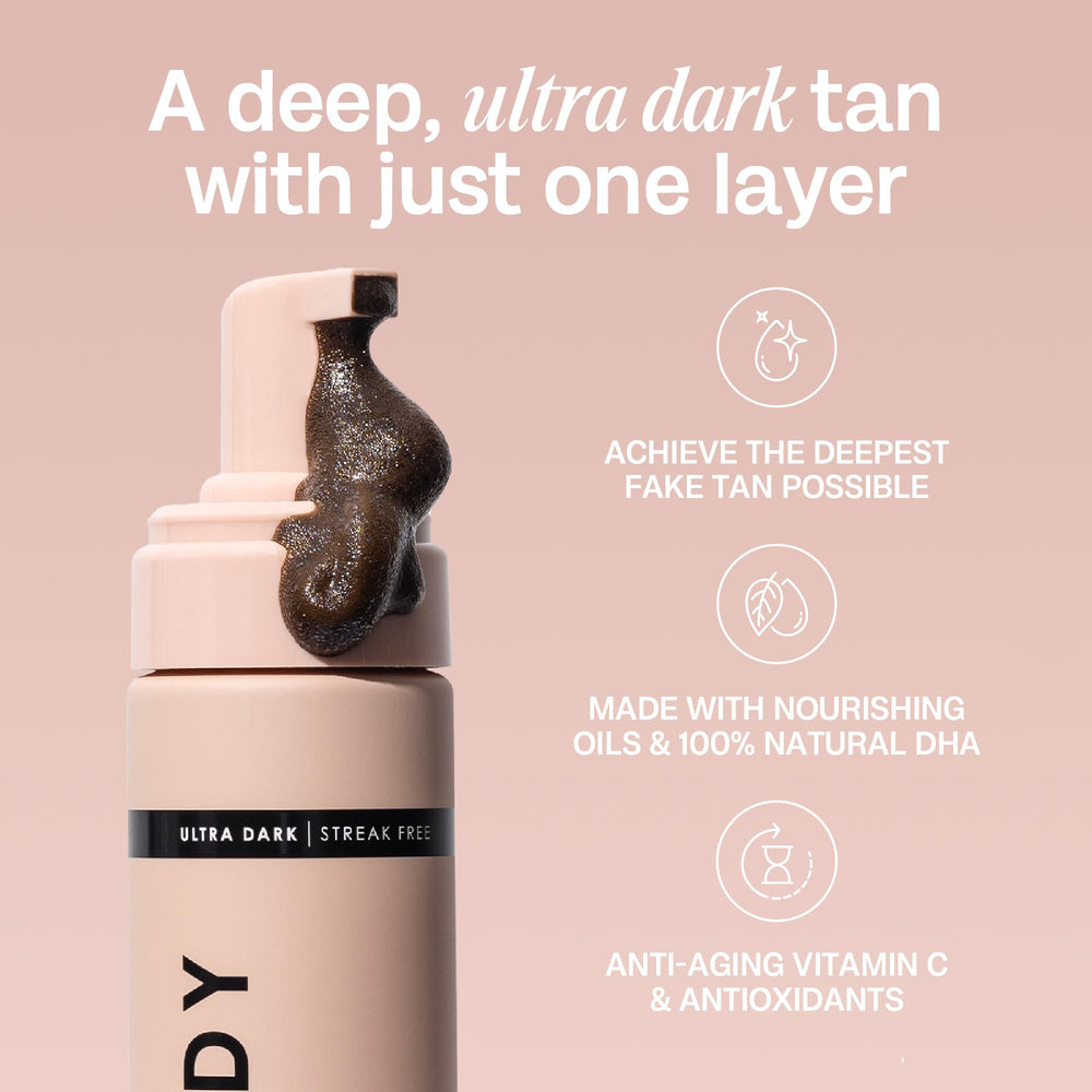 Bali Body Ultra Dark Self Tanner Mousse ingredients highlight chamomile and coffee seed for hydration.