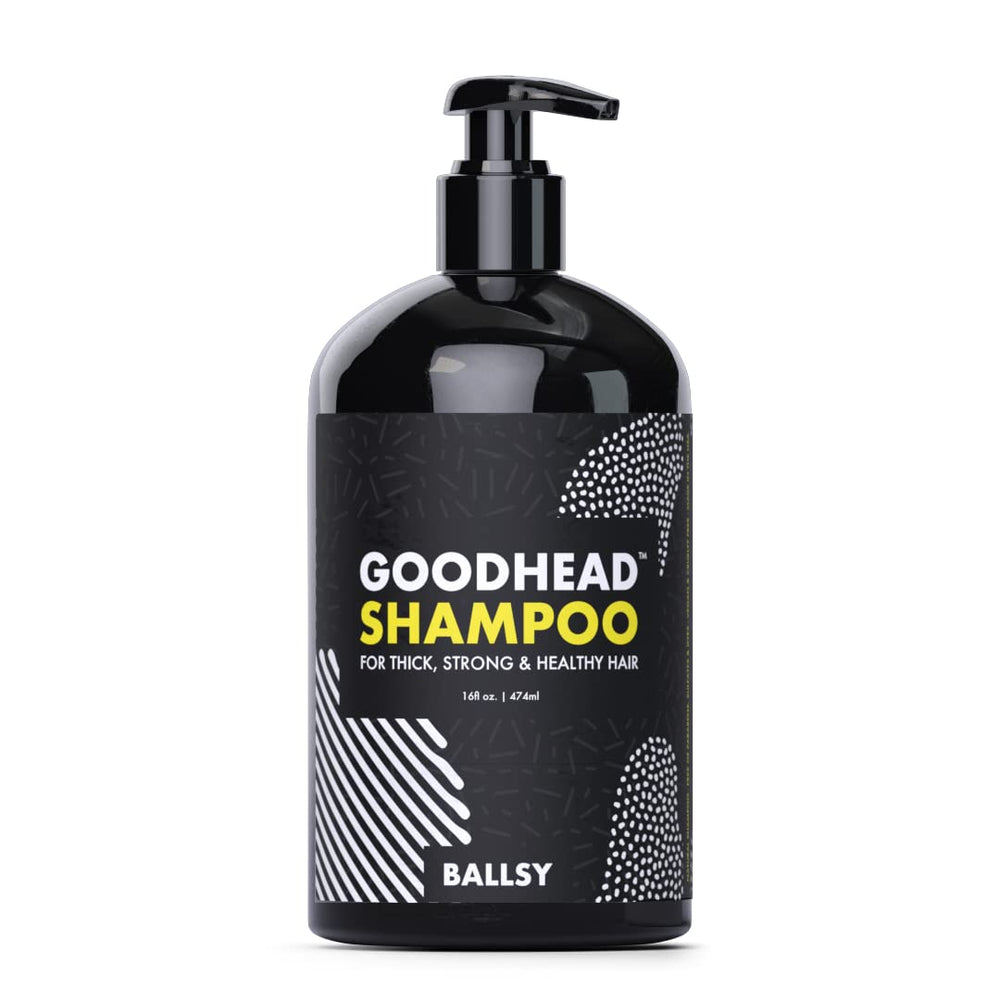 Ballsy Goodhead Shampoo bottle front view with tea tree oil for scalp refresh.