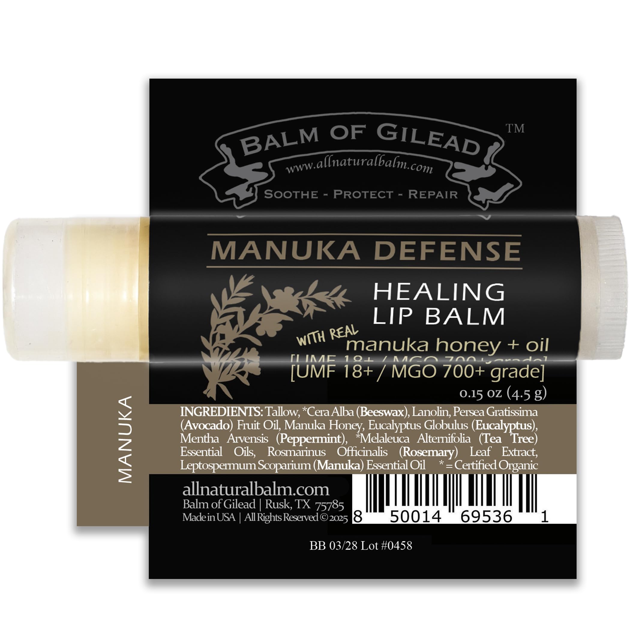 BALM OF GILEAD Manuka Defense lip balm four-tube beauty pack for on-the-go care