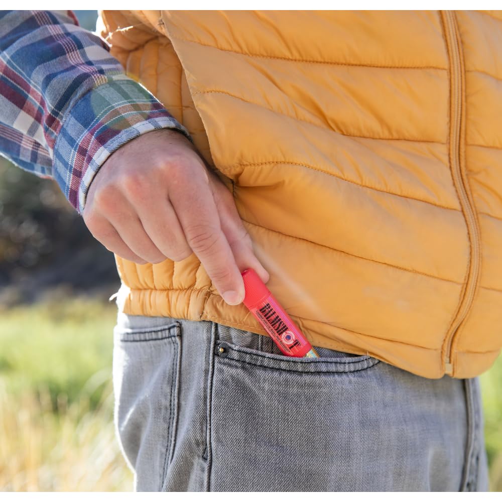 Balmshot Raspberry lip balm glides on smoothly for easy use.