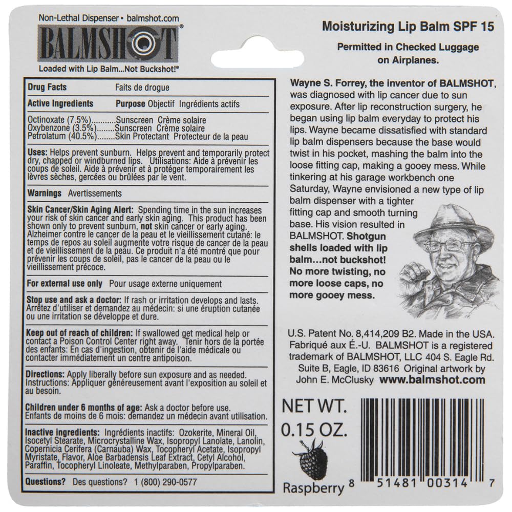 Balmshot Raspberry lip balm suited for outdoor activities.