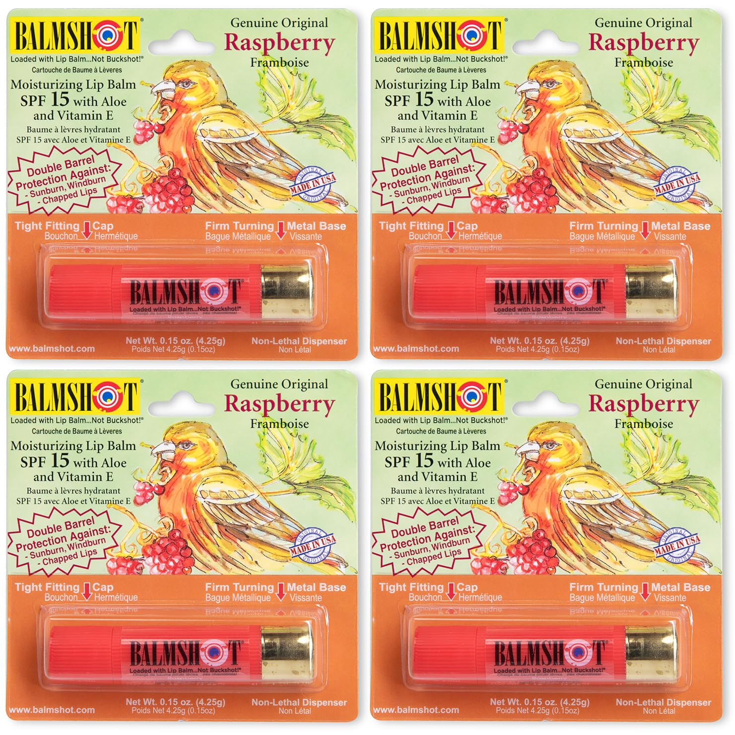 Balmshot Raspberry Lip Balm Pack in a compact tube for on-the-go moisture.
