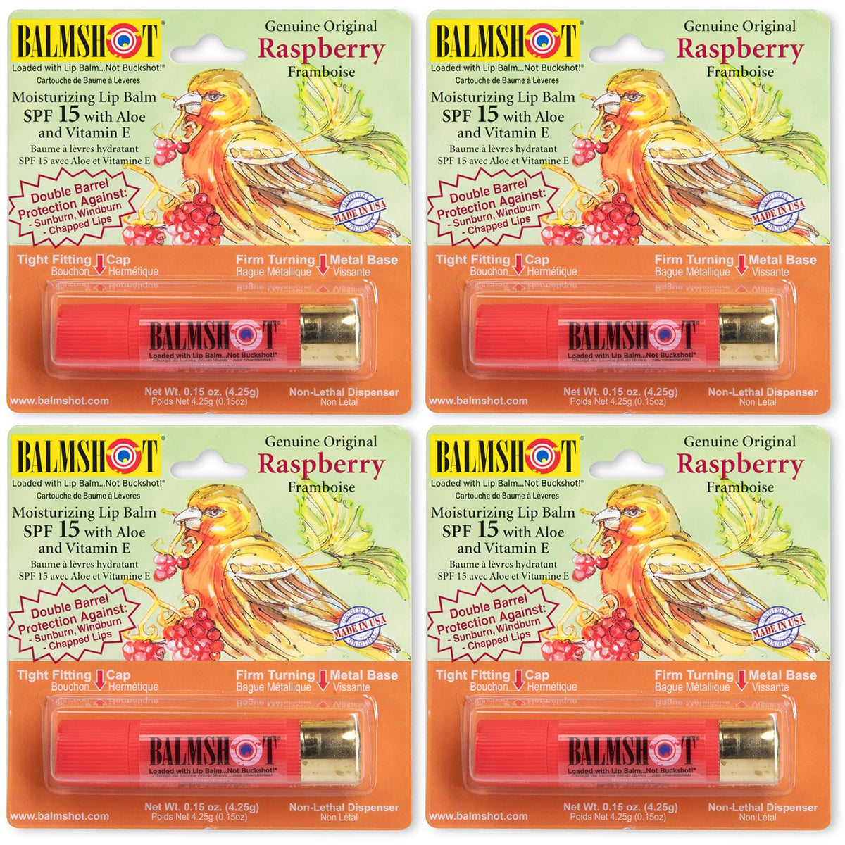 Balmshot Raspberry Lip Balm Pack in a compact tube for on-the-go moisture.
