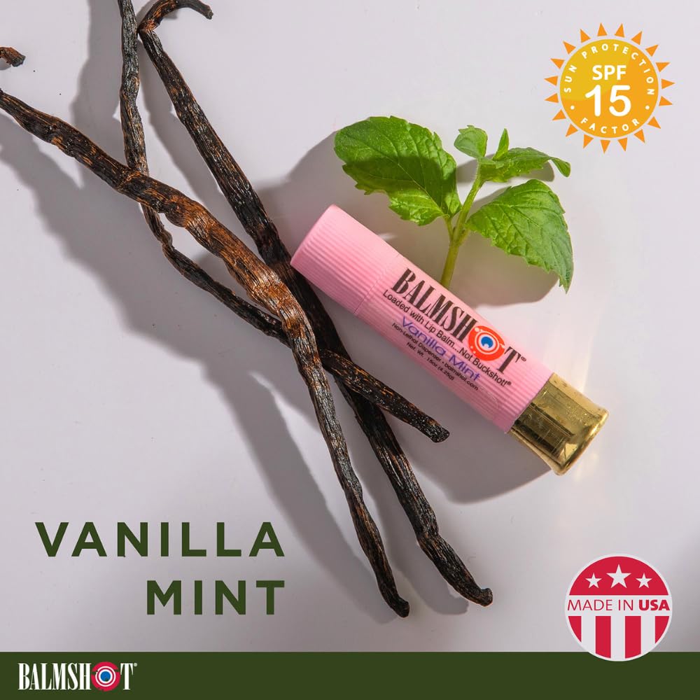 Balmshot lip balm with tight cap to prevent leaks during travel.