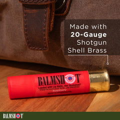 Balmshot lip balm glides smoothly, locking in moisture on lips.