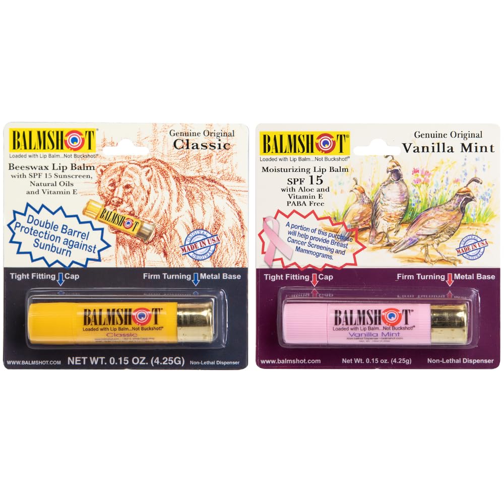Balmshot two-pack of Classic and Pure Pink lip balm for convenient daily care.