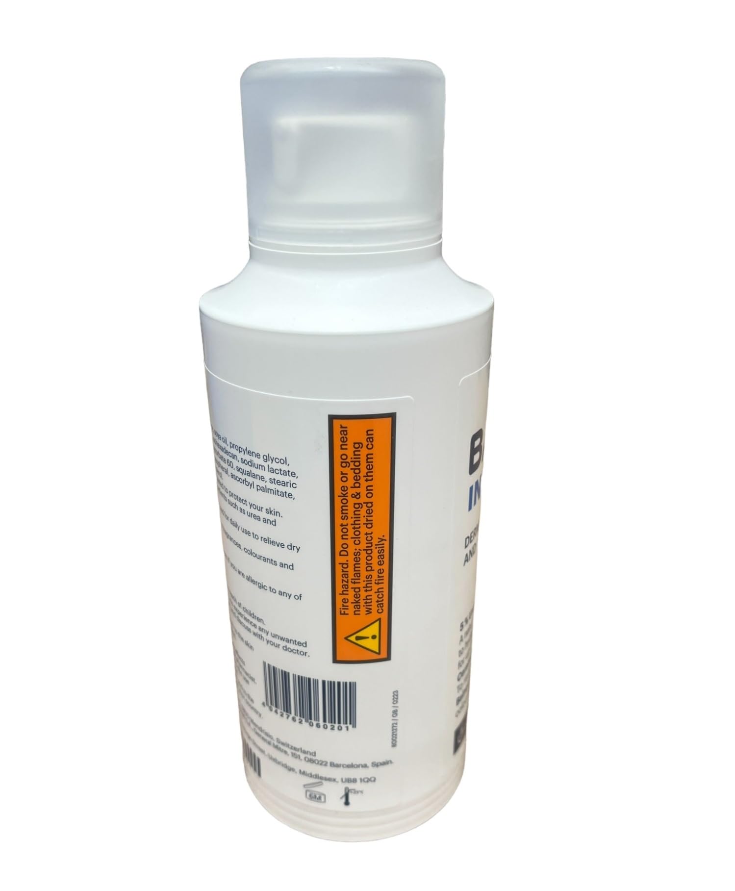 Balneum Intensiv Cream ingredients label close-up highlights Urea and Ceramide.
