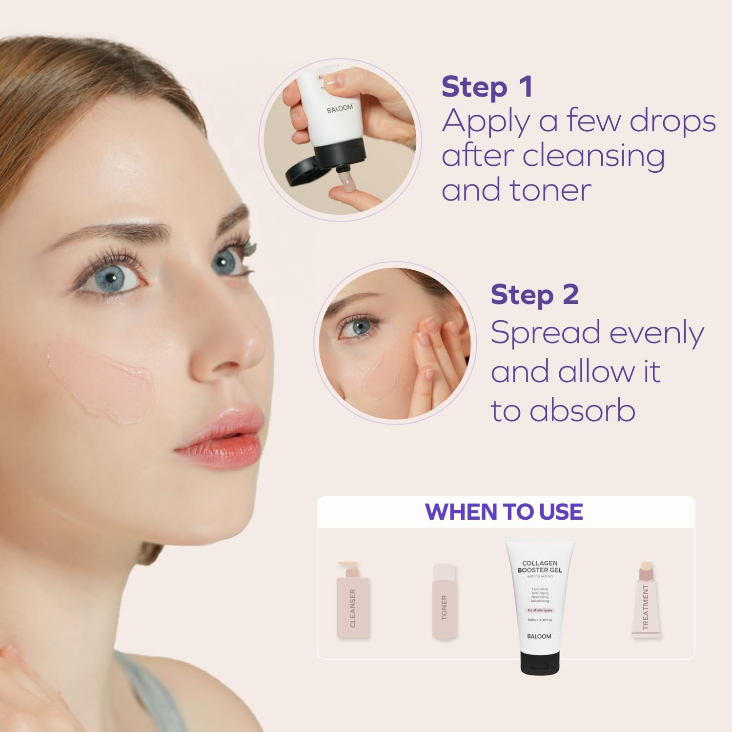 Routine shot with cleanser and toner before serum application.