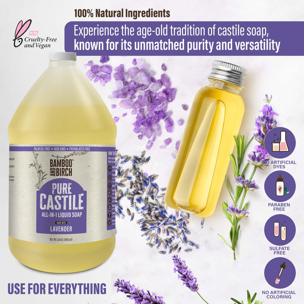 BAMBOO AND BIRCH cruelty-free castile soap supports vegan cleaning.