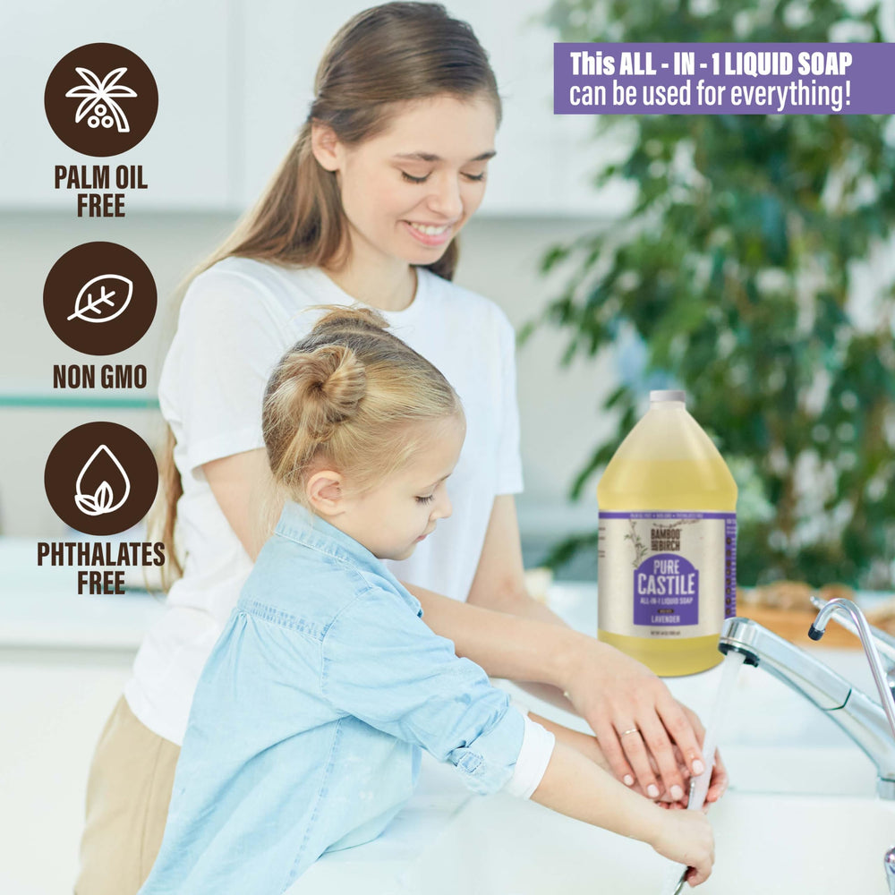 BAMBOO AND BIRCH multi-use soap is suitable for body, hair, dishes, and laundry.