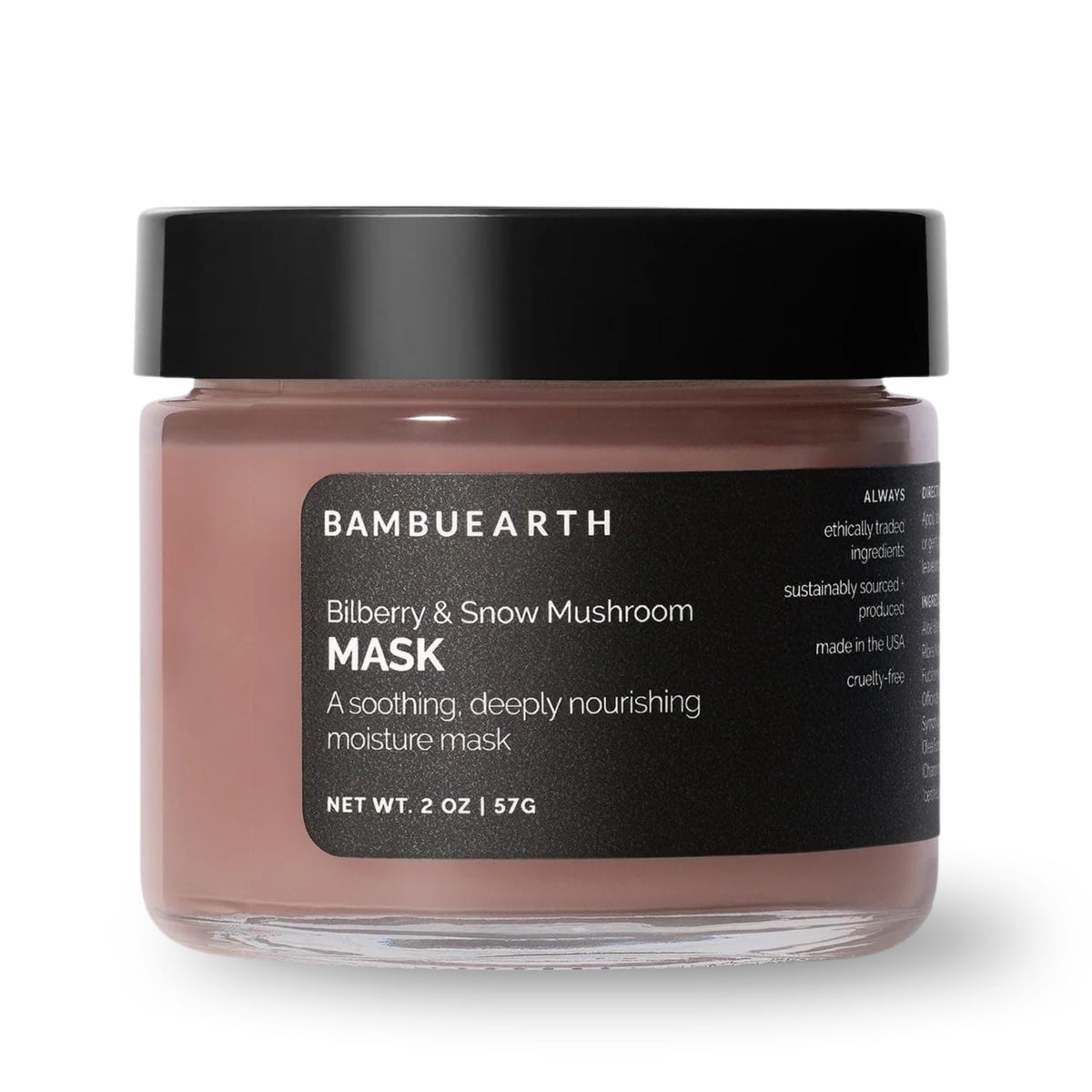BAMBU EARTH bilberry and snow mushroom mask packaging, inviting hydration and natural care