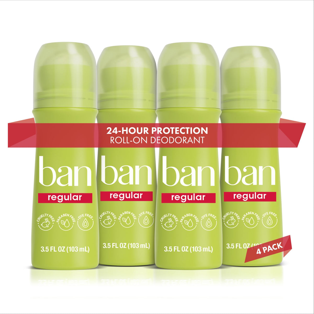Ban Invisible Roll-On clear application on skin with no visible residue.