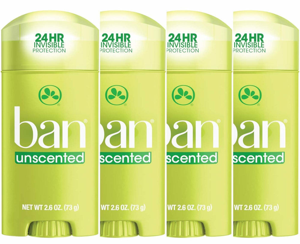 Ban Invisible Solid Deodorant front packaging showing fragrance-free protection for all-day freshness