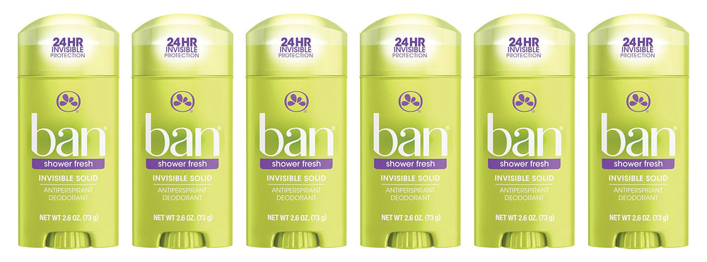 Ban Invisible Solid Shower Fresh bottle showing 24 hour odor and sweat protection
